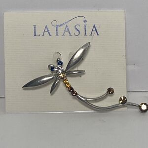 Latasia Dragonfly Brooch with Rhinestones Accessories Whimsical Pin Blue Eyes